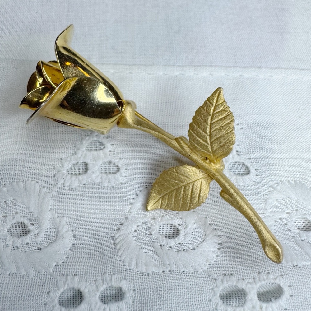 Vintage Gold-Tone Rose Brooch